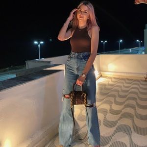 Zara - Ripped wide leg jeans